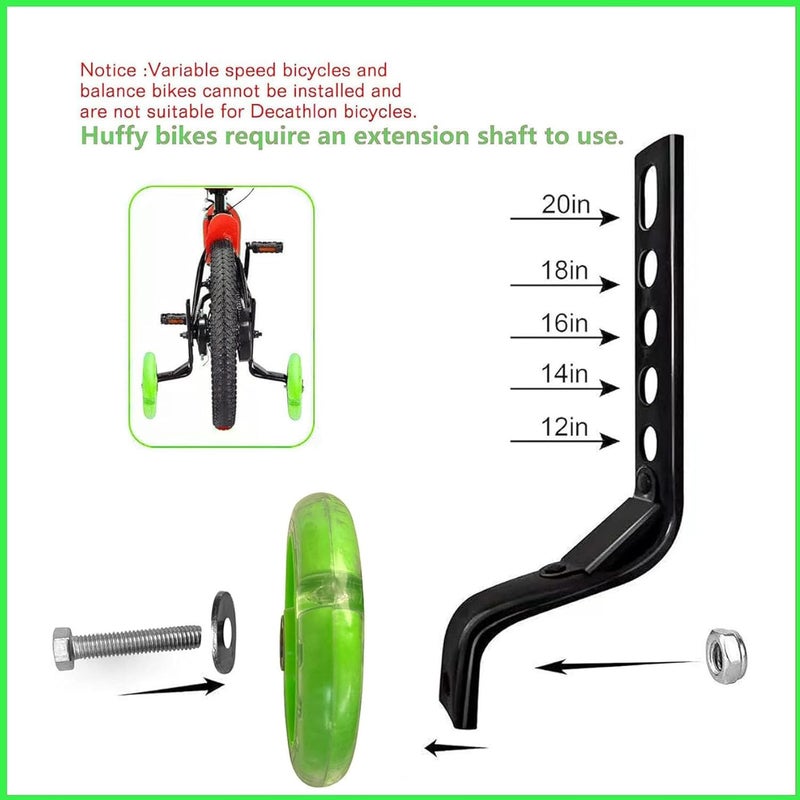 YTKD Training Wheels for Bicycle,Flash Mute Wheel Compatible for Bikes of 12-20 Inch 1 Pair - Image 4